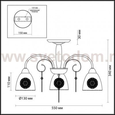 Люстра потолочная Lumion 3289/3C HORTENSA