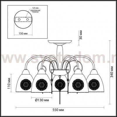 Люстра потолочная Lumion 3289/5C HORTENSA