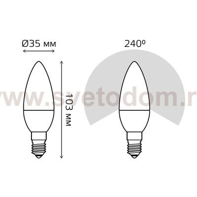 Лампа Gauss Elementary Свеча 10W 750lm 6500K Е14 LED (33130)