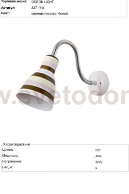 Бра с выключателем Odeon light 3371/1W PIKA