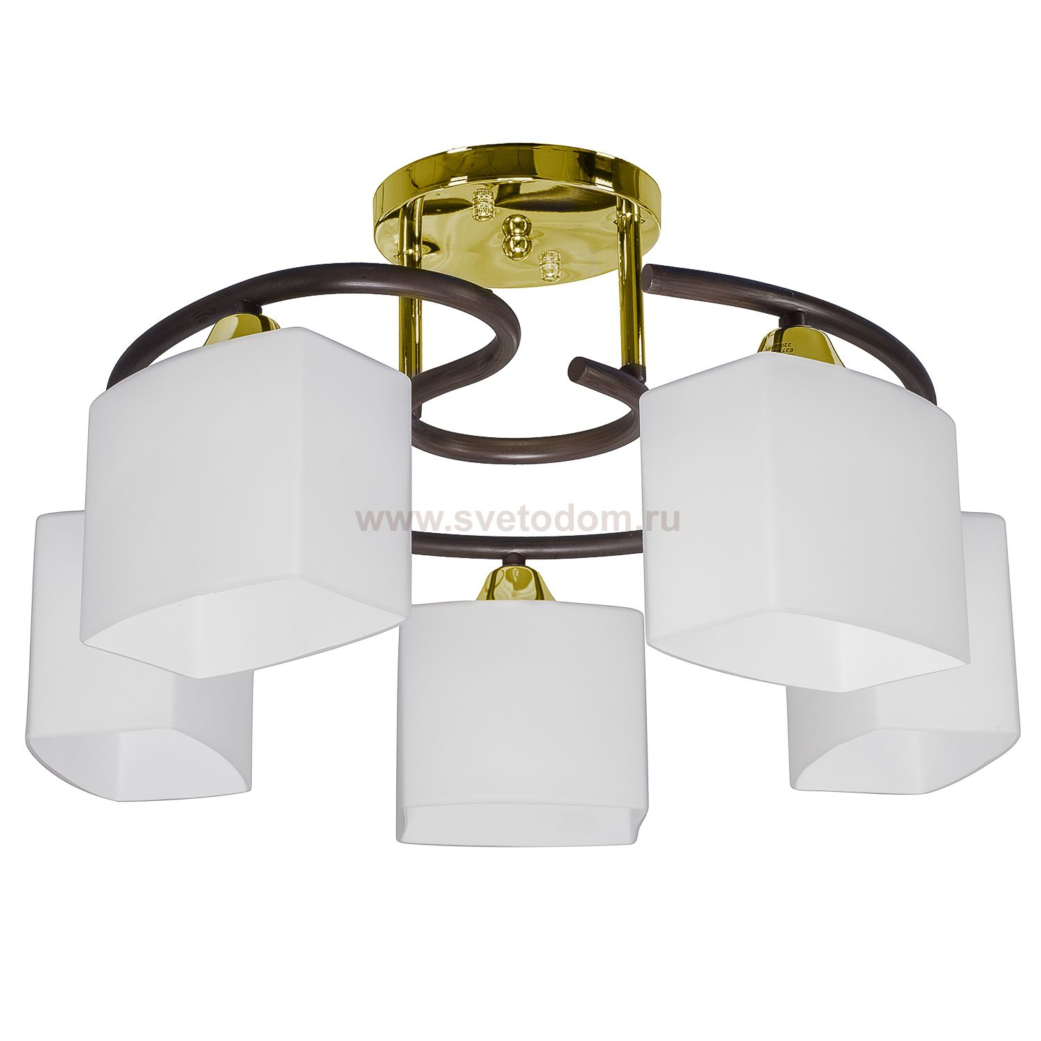 Светильник ЭкономСвет 33898/5FGD+BR WT*6