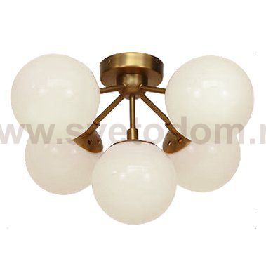 Потолочная Люстра Modo 5 Brass Color &Amp; White Glass By Imperiumloft