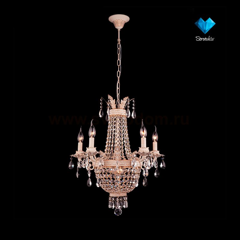 Люстра Eurosvet 3459/5+2 белый с золотом /прозрачный хрусталь Strotskis