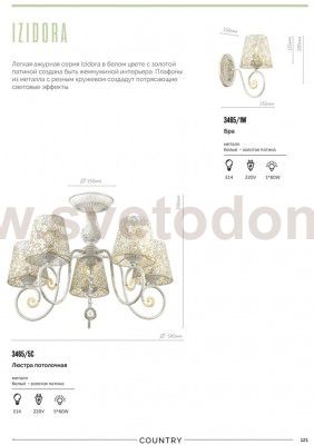 Светильник настенный бра Lumion 3465/1W IZIDORA