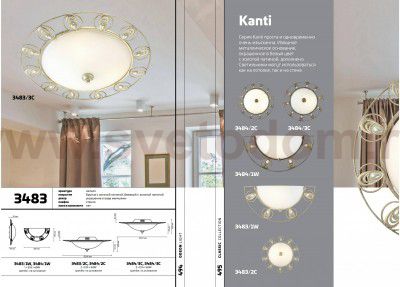 Настенно-потолочный светильник Odeon light 3484/3C KANTI