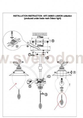 Люстра потолочная Lumion 3496/3 PRANA