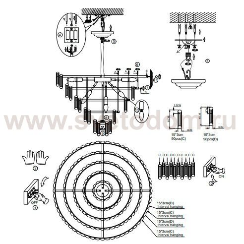 Каскадные люстры  Divinare 3511/02 LM-16 ROSIE