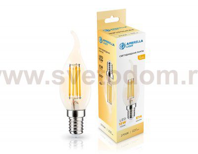 Лампа светодиодная Свеча на ветру CF35 15W 2700K Ambrella 351523 Filament LED CF35 15W E14 2700K 220-240V