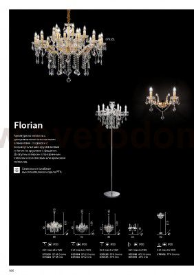 Светильник бра Ideal lux FLORIAN AP2 ORO (35659)