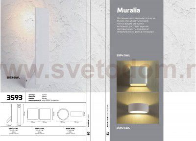 Настенный светильник Odeon light 3593/5WL MURALIA