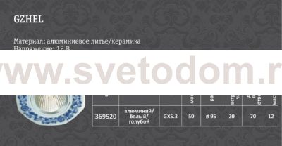 Встраиваемый светильник Novotech 369520 GZHEL