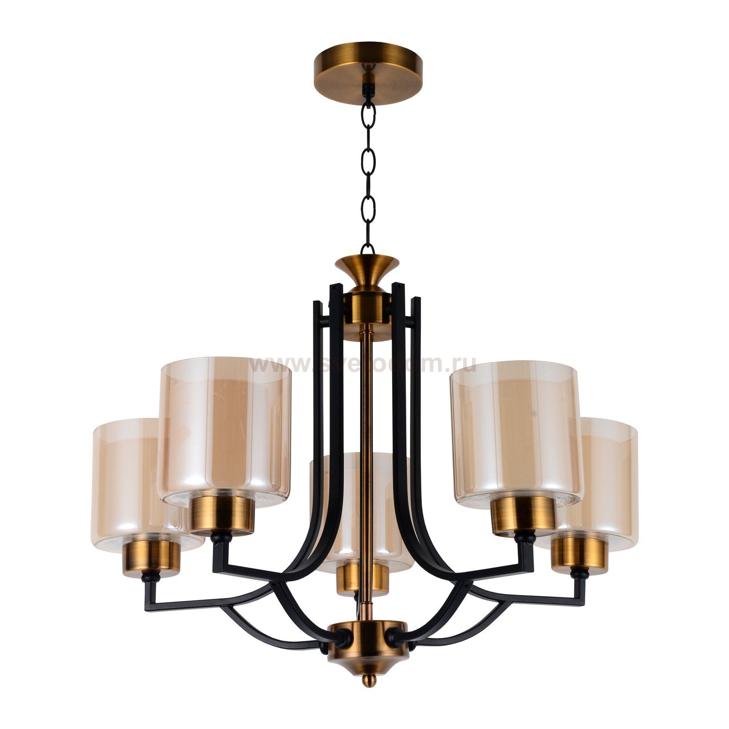 Люстра современная Экономсвет 37072/5BK+AB BR+WT