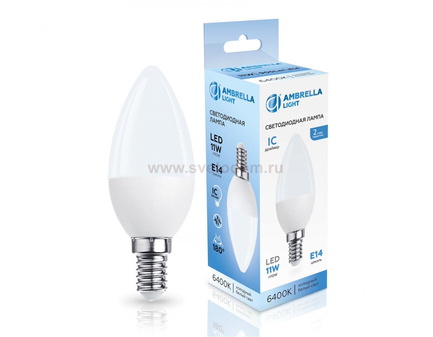Лампа светодиодная Свеча C37 11W 6400K Ambrella 371116 LED C37 11W IC E14 6400K 175-265V
