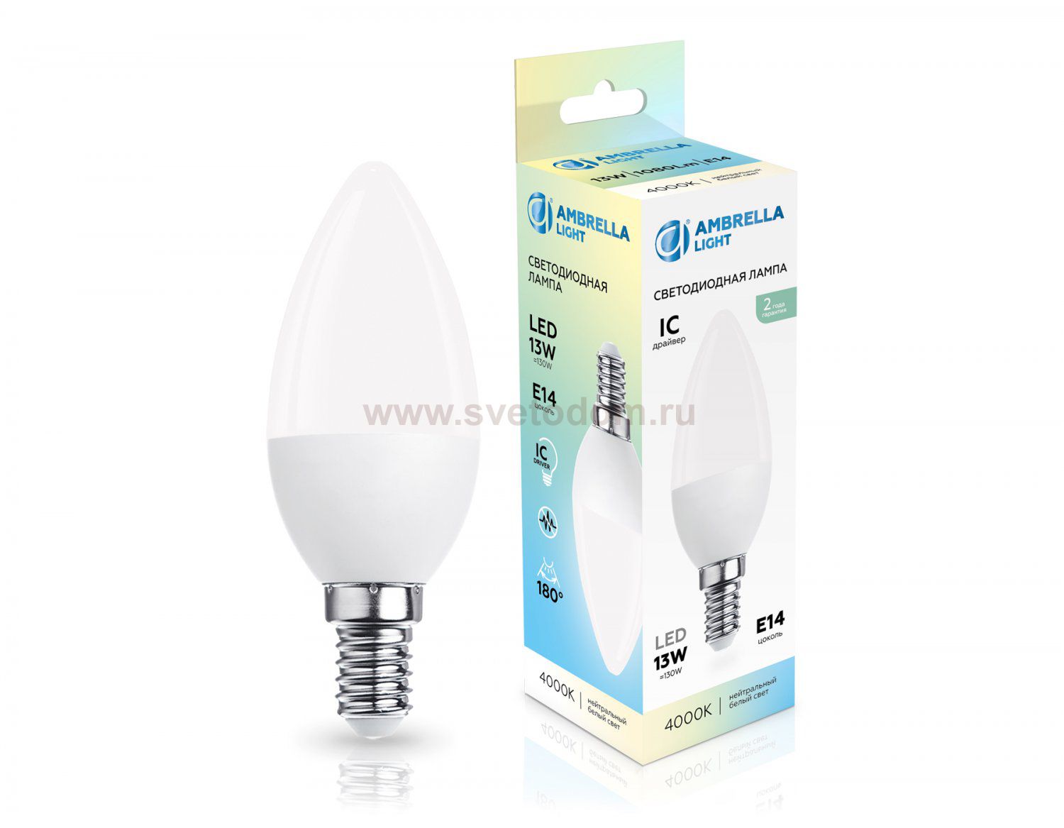Лампа светодиодная Свеча C37 13W 4000K Ambrella 371314 LED C37 13W IC E14 4000K 175-265V