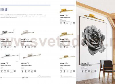 Подсветка для картин с выкл. Lumion 3765/8WL HIKARI