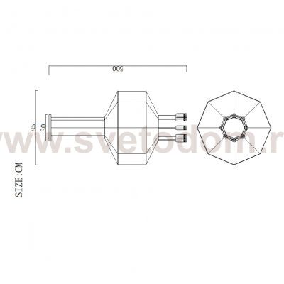 Подвесной светильник Via Wireflow polyhedral 0301 Octagonal D55
