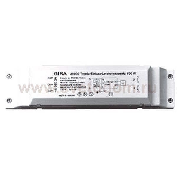 Gira Мех Усилитель мощности для л/н и электронных тр-ров наружного монтажа, 700W 212х49х46мм (G38000)