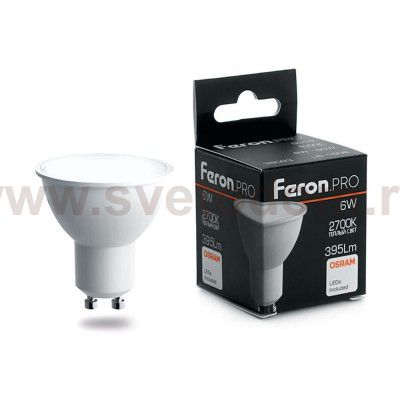 38087 Лампа светодиодная FERON LB-1606, MR16 (рефлекторная), 6W 230V GU10 4000К (белый)