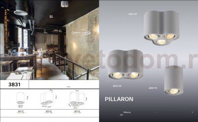 Потолочный накладной светильник Odeon light 3831/3C PILLARON