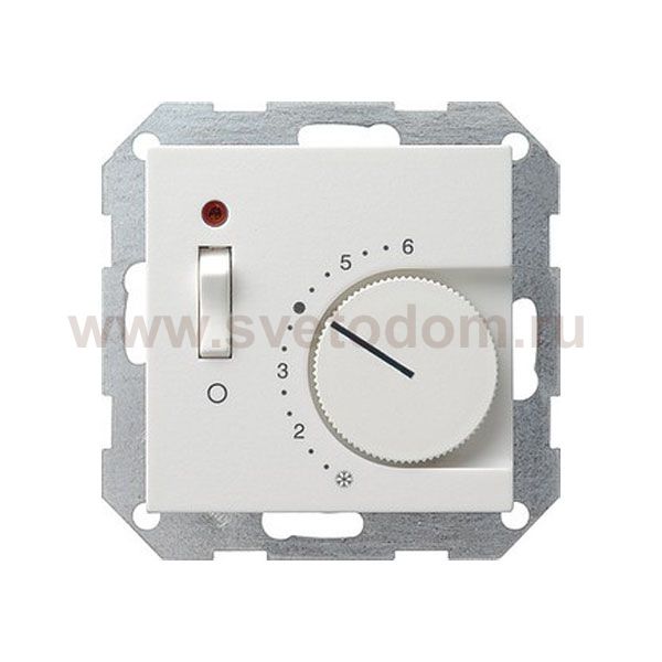 Gira S-55 Бел глянц Термостат с размык.контактом, выкл. и контр.лампой (G39203)
