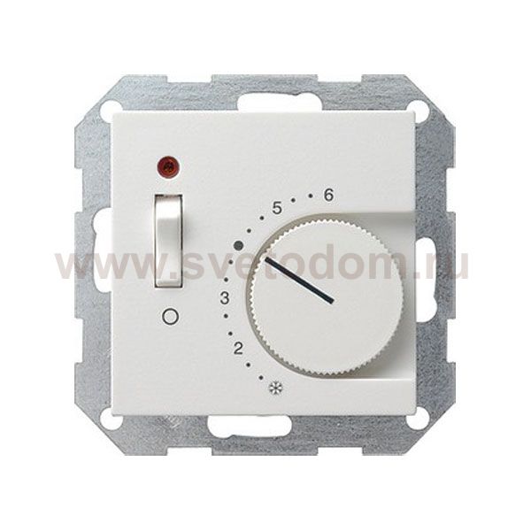 Gira S-55 Бел Термостат с размык.контактом, выкл. и контр.лампой (G39227)