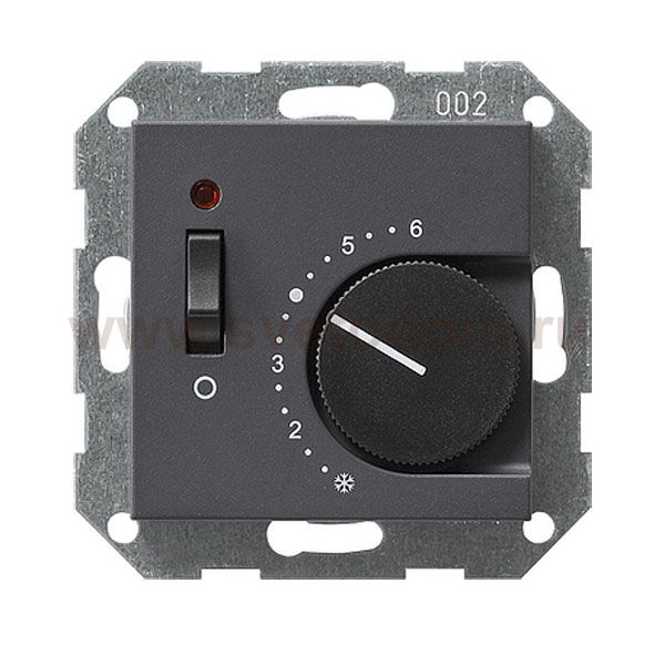 Gira S-55 Антрацит Термостат с размык.контактом, выкл. и контр.лампой (G39228)