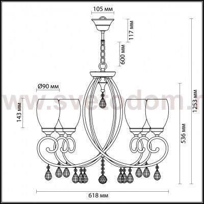 Люстра подвесная Odeon light 3923/6 MAGENTA