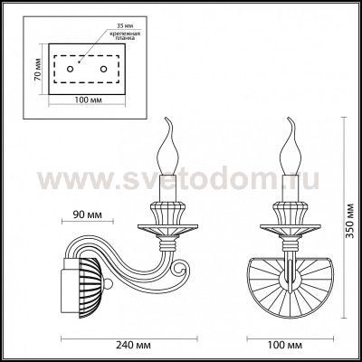 Светильник настенный бра Odeon light 3929/1W SIENA