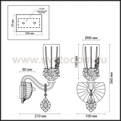 Светильник настенный бра Odeon light 3935/1W ELISA