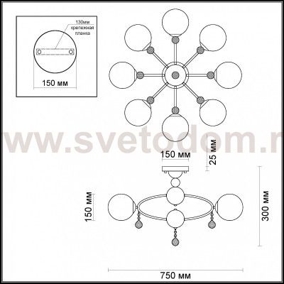 Люстра потолочная Odeon light 3953/8C JOLLY