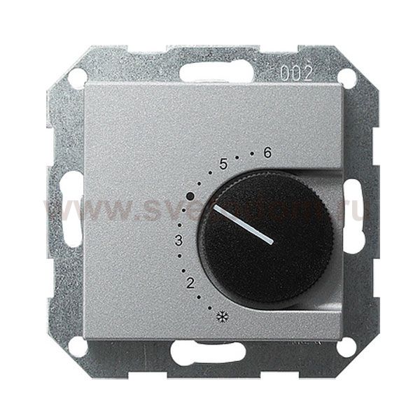 Gira S-55 Алюминий Терморегулятор с переключающим контактом 24V/10 (4)A (G39726)