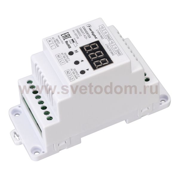 Конвертер SMART-K29-DMX512 (230V, 2x1.2A, TRIAC, DIN) Arlight 27130