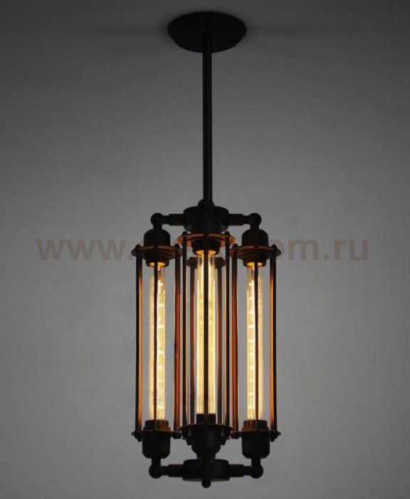 Подвесной светильник Loft Industrial Edison Cage Vertical Quatro Loft Concept 40.060.MT.BL.T1B