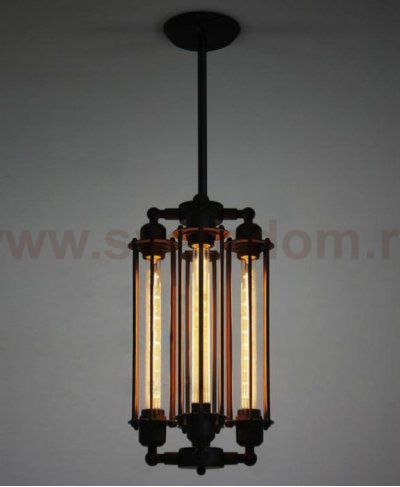 Подвесной светильник Loft Industrial Edison Cage Vertical Quatro Loft Concept 40.060.MT.BL.T1B