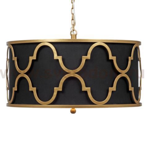 Люстра Black Shade Gold Quatrefoil Overlay Drum Pendant Loft Concept 40.1034
