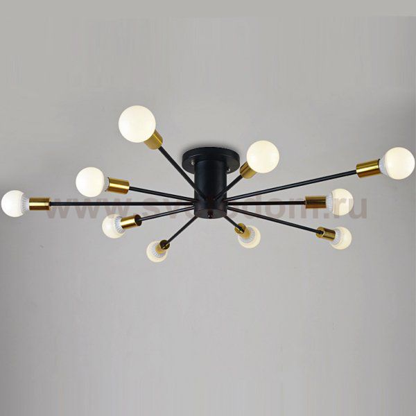 Потолочный светильник Light Jet 10 Black and Gold Loft Concept 40.1111