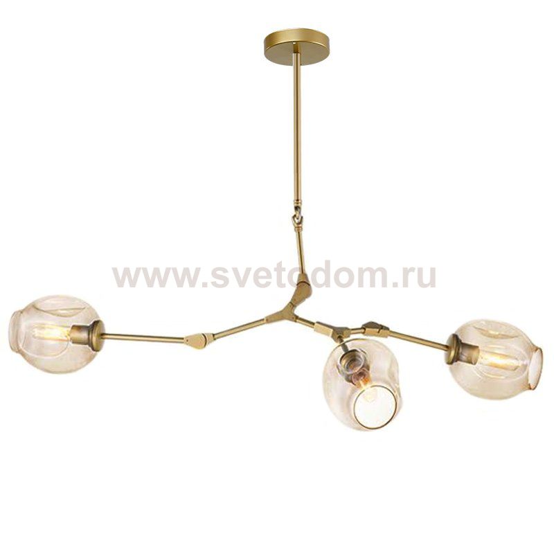 Люстра Сrumpled Glass Bubble Chandelier Gold 3 плафона Loft Concept 40.1324