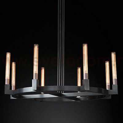 Люстра RH CANELLE Round Chandelier 8 Modern Black Loft Concept 40.1325