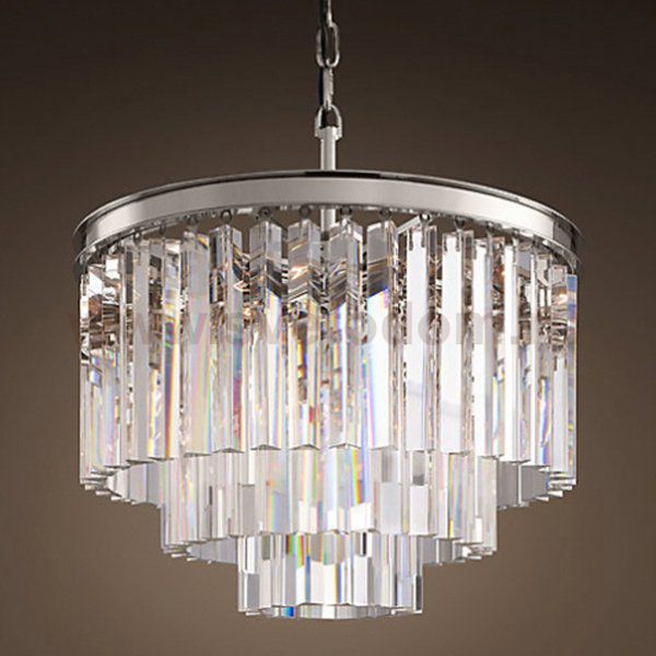 Люстра RH 1920S ODEON CLEAR GLASS FRINGE 3-TIER CHANDELIER nickel Loft Concept 40.1539