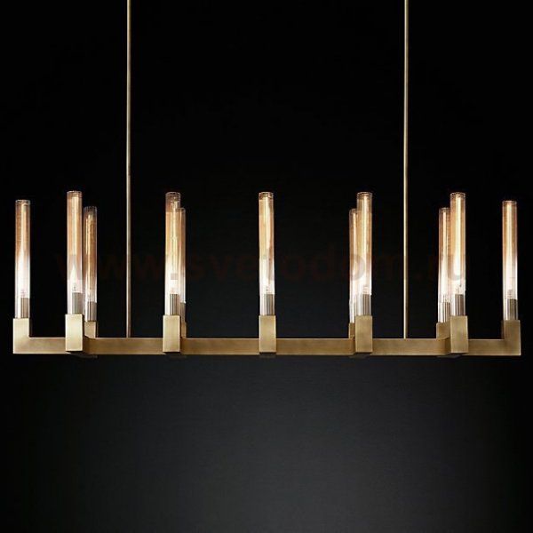 Люстра RH CANELLE Linear Chandelier 12 Modern Brass Loft Concept 40.1549