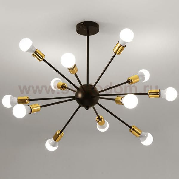 Люстра Sputnik LIGHT JET 12 Black and Gold Loft Concept 40.1568