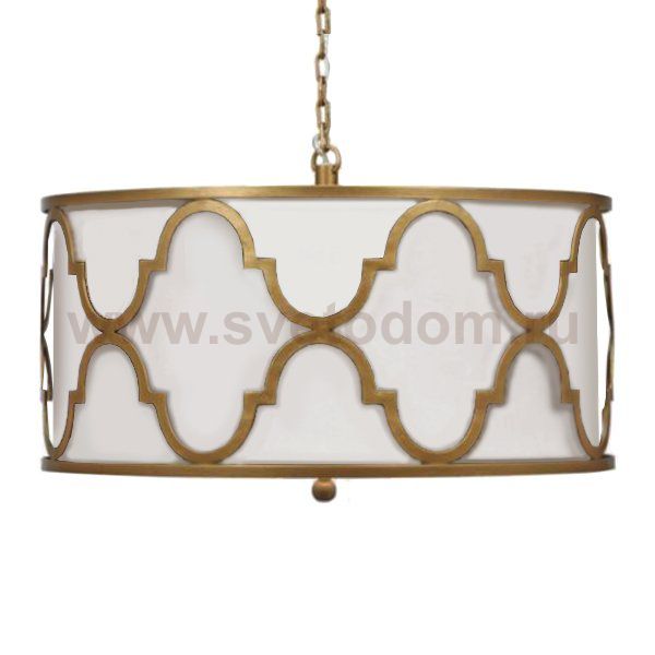 Люстра White Shade Gold Quatrefoil Overlay Drum Pendant Loft Concept 40.1576