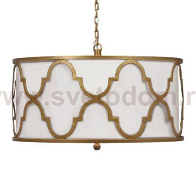 Люстра White Shade Gold Quatrefoil Overlay Drum Pendant Loft Concept 40.1576