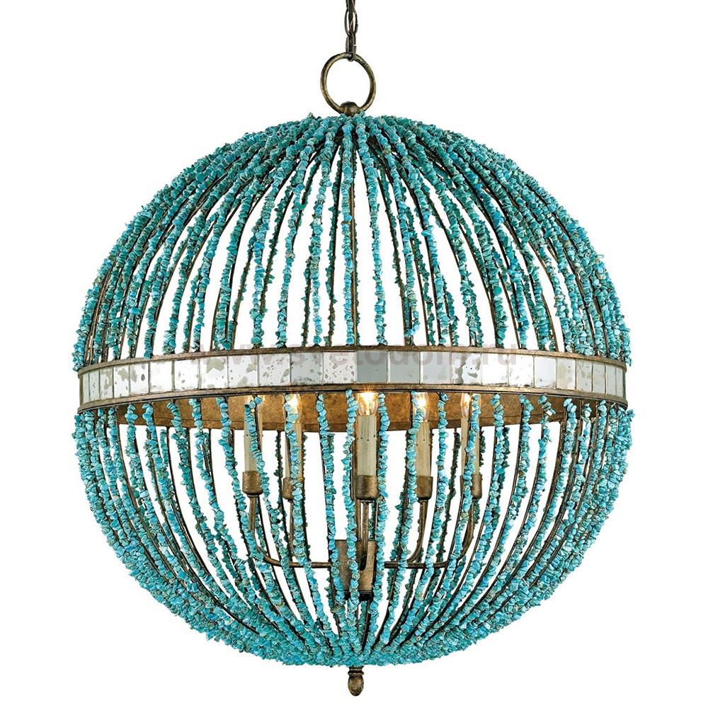 Светильник CURREY AND COMPANY BEADED ORB CHANDELIER — TURQUOISE BLUE Loft Concept 40.1850
