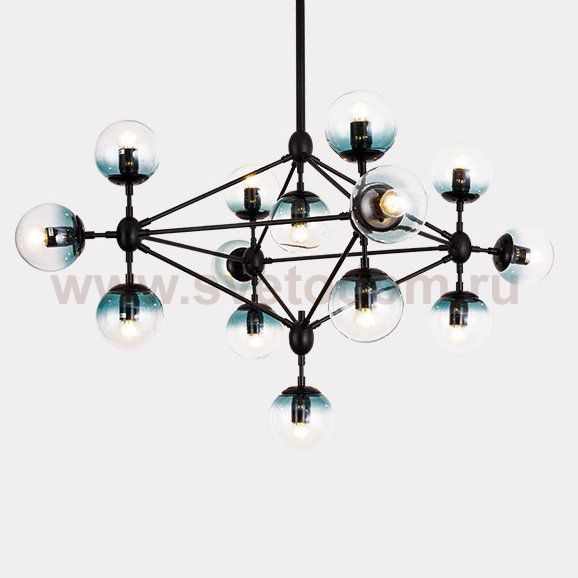 Люстра Modo Chandelier Globes Blue Ambre Black Loft Concept 40.1872