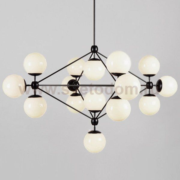 Modo Chandelier Black and White Glass 15-21 Globes Loft Concept 40.1949