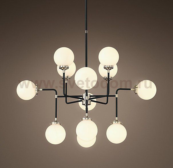 Люстра BISTRO GLOBE MILK GLASS SILVER CHANDELIER 12 Loft Concept 40.1956