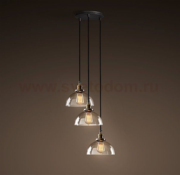 Подвесной светильник Loft Clear Glass SemiSphere Cloche 3 Loft Concept 40.204