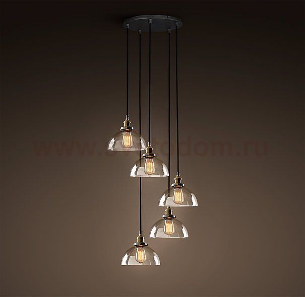 Подвесной светильник Loft Clear Glass SemiSphere Cloche 5 Loft Concept 40.205