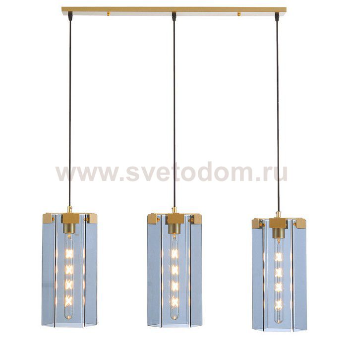 Люстра Rectangle Gray Glass Pendant Lamp 3 Loft Concept 40.2082-0
